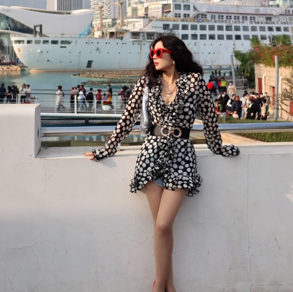 New Zara Ruffled Polka Dot Blouse / Dress - 8039/056 - Picture 8 of 13